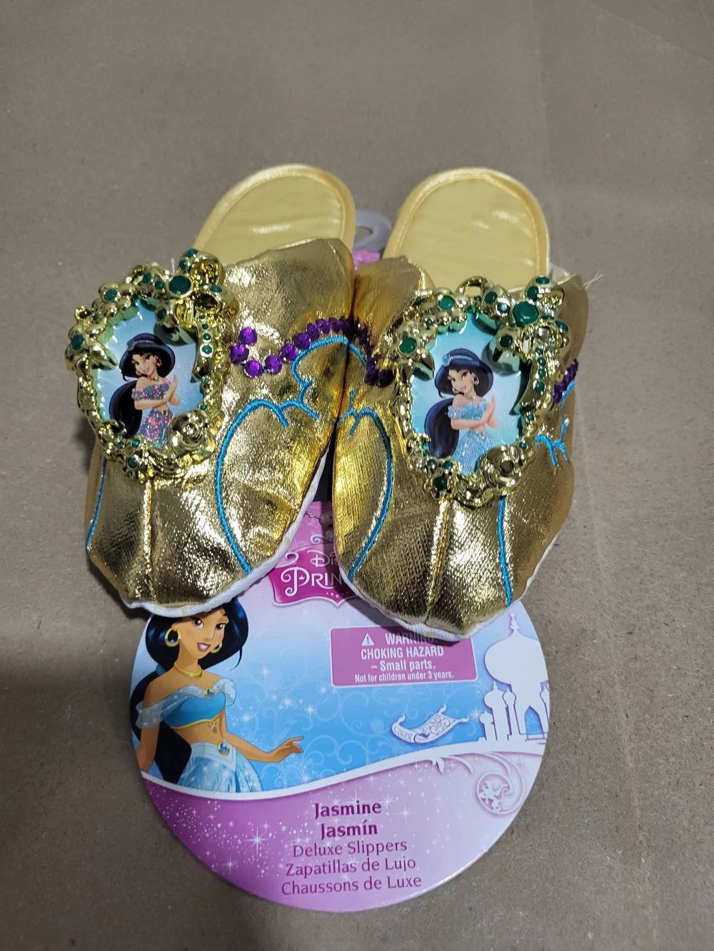 Disney Gold Jasmine Jewel-Embellished Dress-Up Slippers